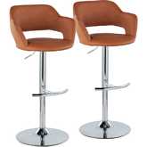 Margarite Adjustable Swivel Bar Stool in Chrome & Brown Leatherette (Set of 2)